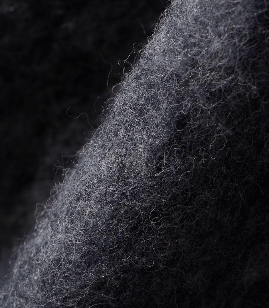 SHIPS any:ウールミックスシャギーノーカラー コートチャコールグレー