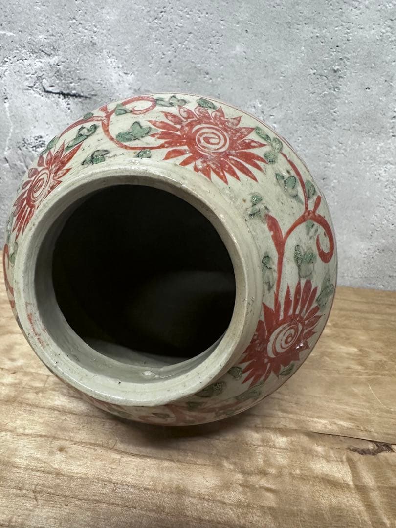 五彩　中国　赤絵　花瓶　古美術　骨董品　アンティーク