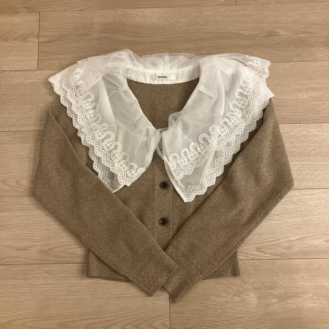 SNIDEL スナイデル　レースカラーニットプルオーバー