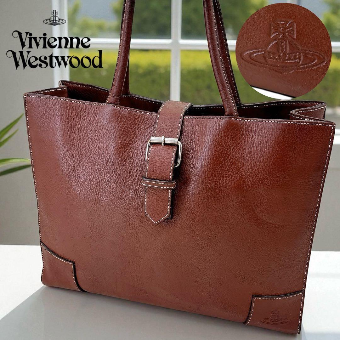 希少ヴィヴィアンウエストウッド/牛革ビジネスバッグ/ハンドバッグ/ワンショルダー