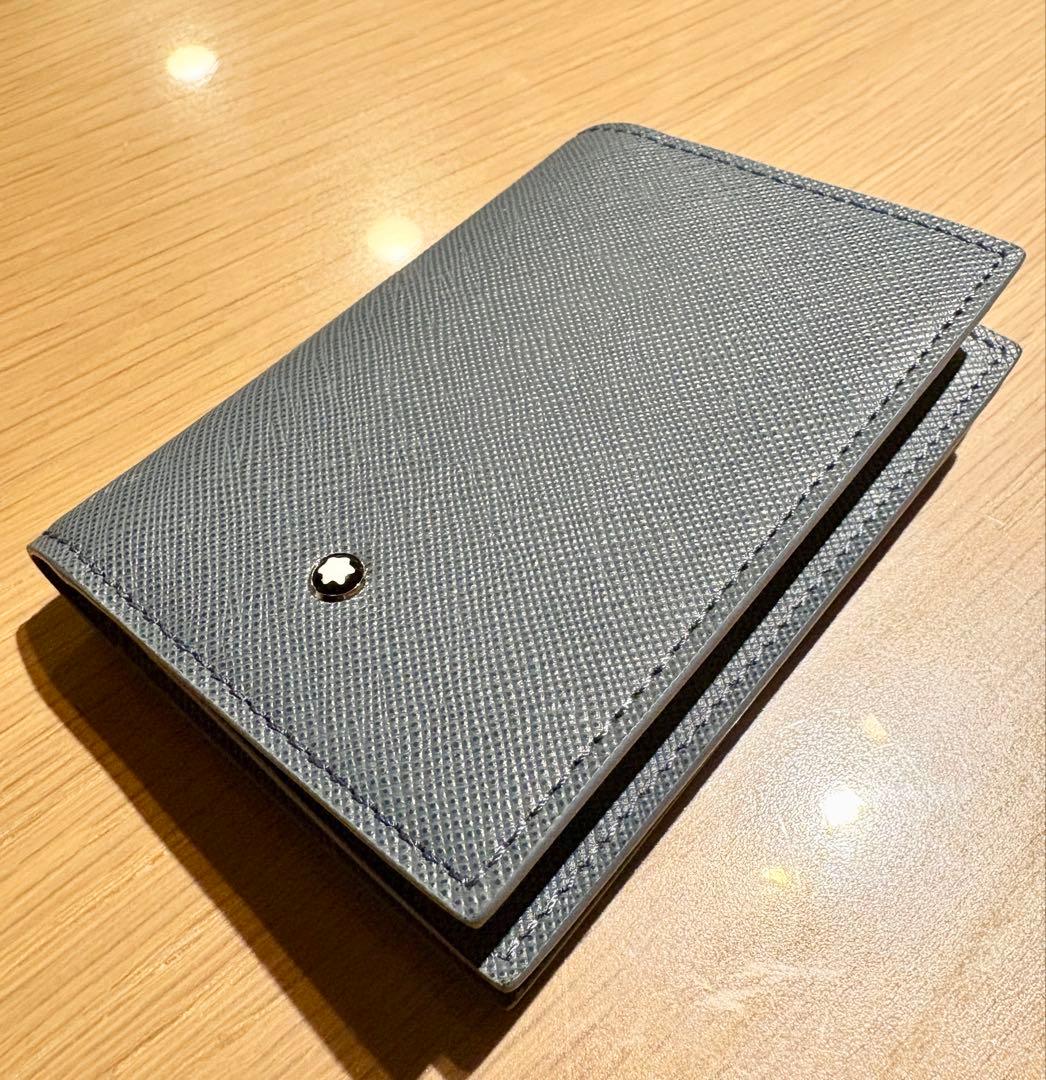 【美品】MONTBLANC モンブラン 名刺入れ レザー デニムブルー 本体のみ