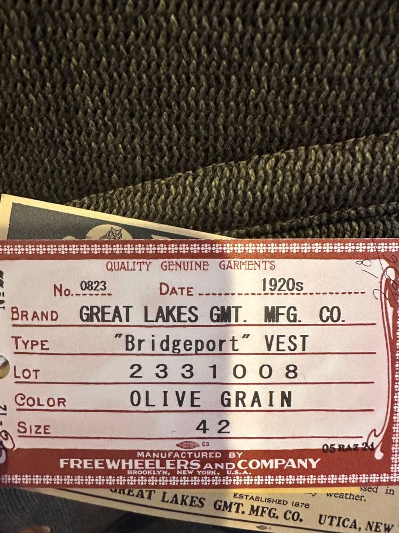 【新品】FREEWHEELERS ベスト 2331008 42 ブリッジポート