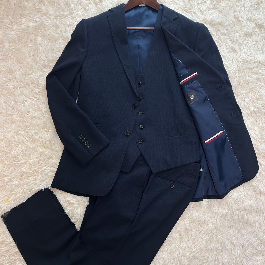 3ピース AB6 SUIT SELECT セットアップスーツ ネイビー