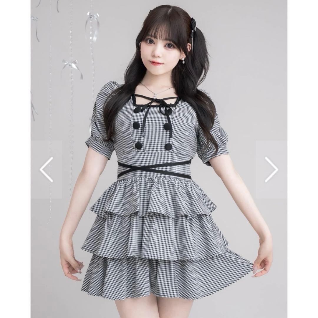 【最終値下げ】pium クロスベルト半袖ティアードミニワンピース ギンガム