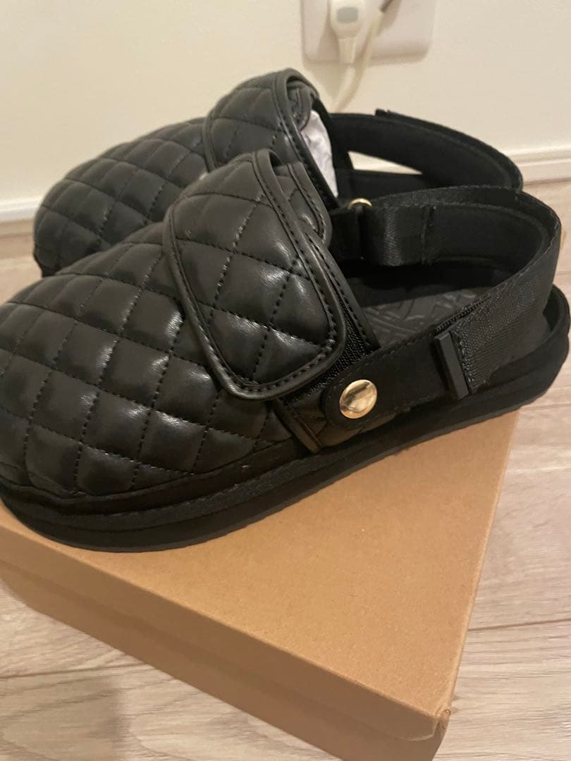 【Racbaki】クロッグシューズ ダブルベルト キルティング Mサイズ