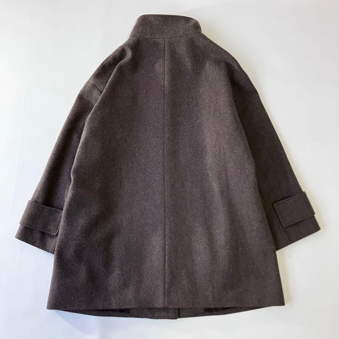 極美品 ユナイテッドアローズ スタンドカラーコート 定価4.6万円 ウール 茶色