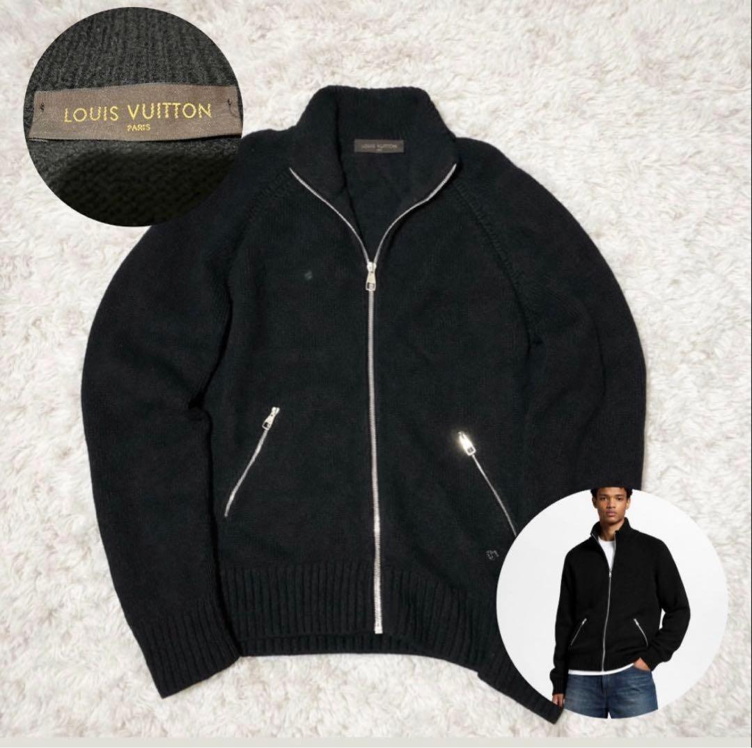 極美品 ルイヴィトン ドライバーズニット フルジップ ウールニット ブラック L