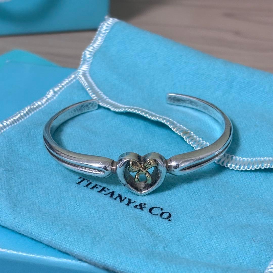 【希少】TIFFANYティファニー バングル ハート リボン