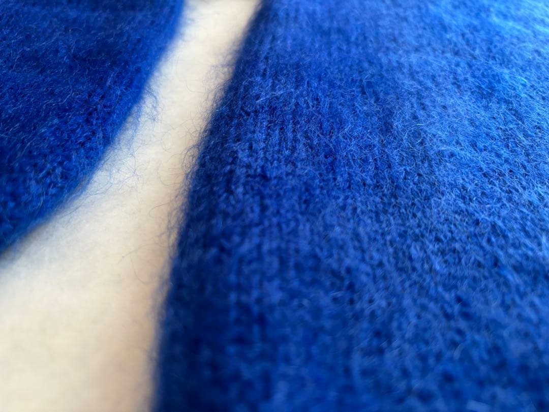 【希少】BATONER モヘア100% ニットポロシャツ ブルー サイズ2