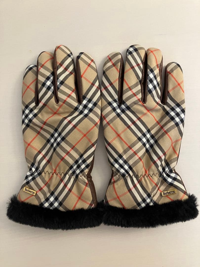 Burberrys チェック柄ファー付き手袋