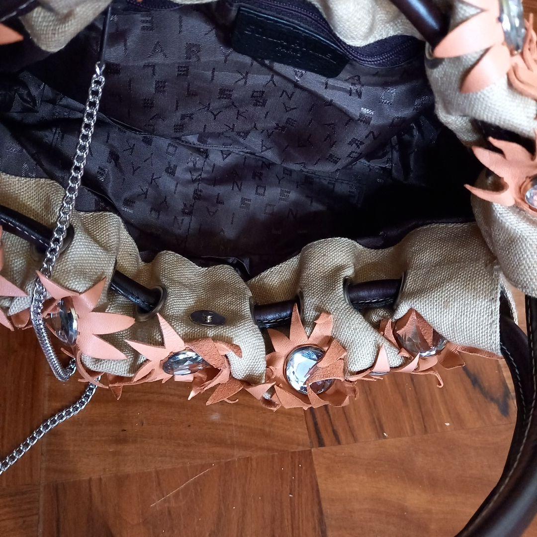 ソニアリキエル　オレンジクリスタル装飾パーティーバッグ　35×18×8cm