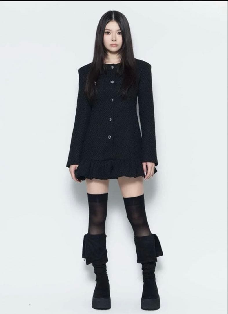 ワンピース S tweed balloon dress mini theredthread