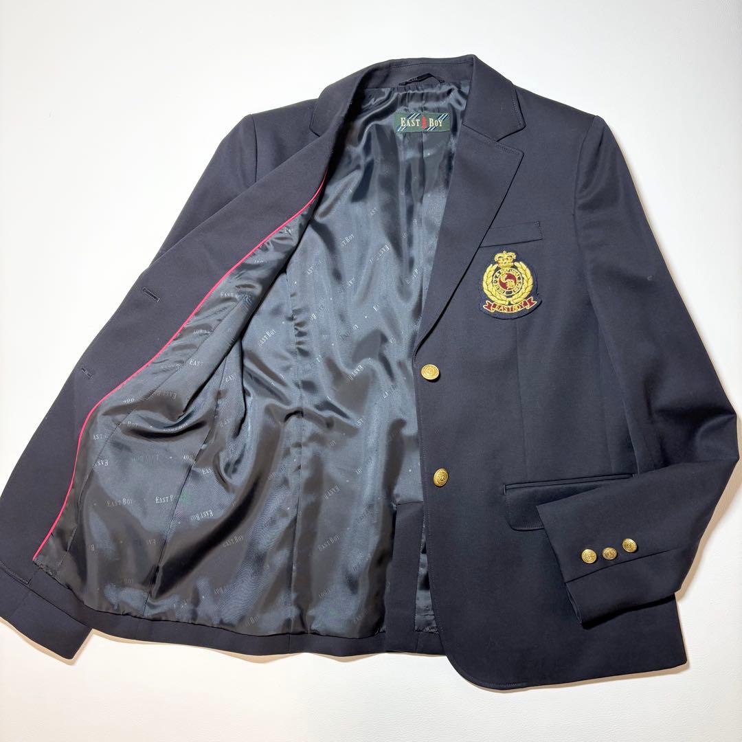 美品✨イーストボーイ 11号 紺ブレ エンブレム 金ボタン ネイビー 裏地ロゴ