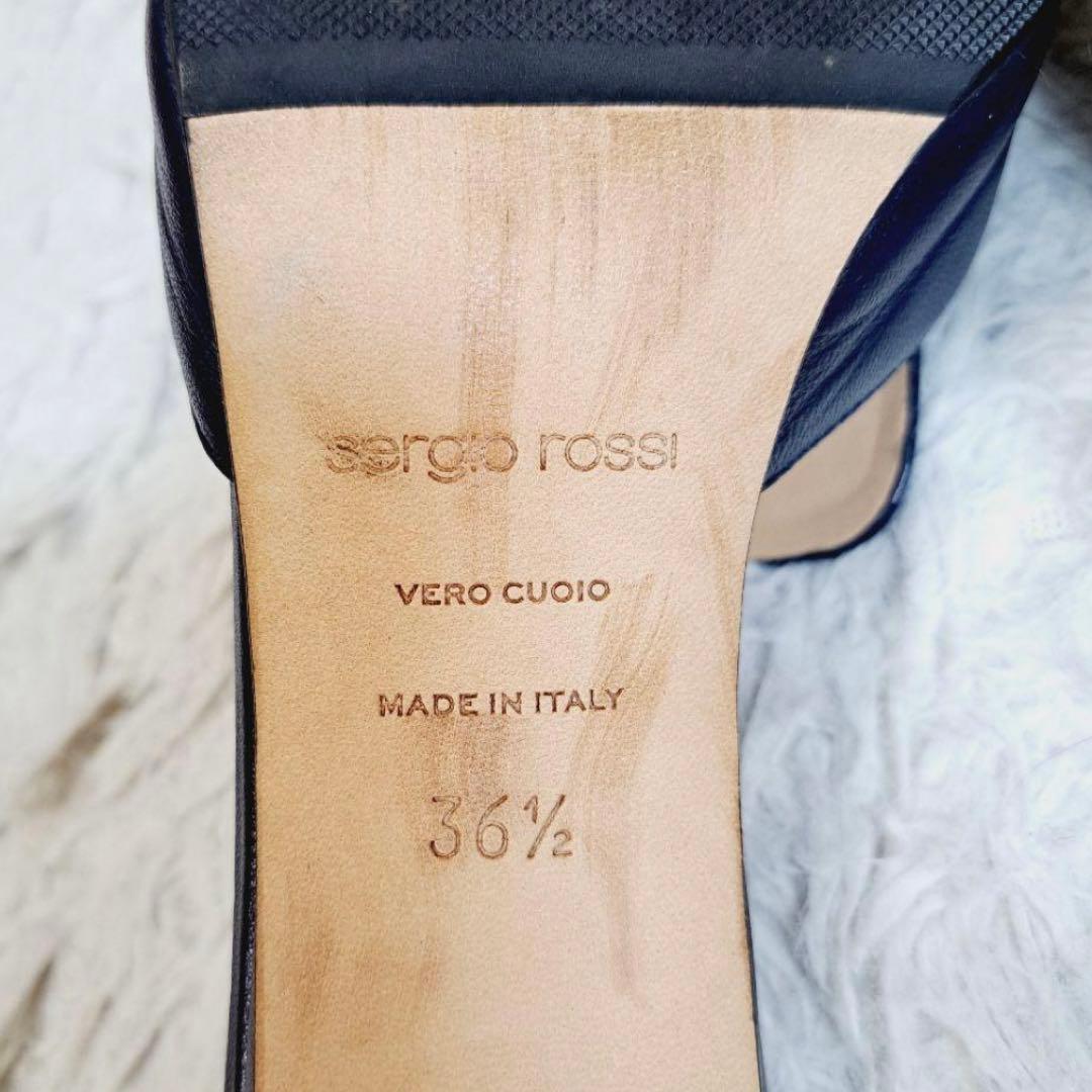 sergio rossi ネイビー スクエアトゥ ミュール