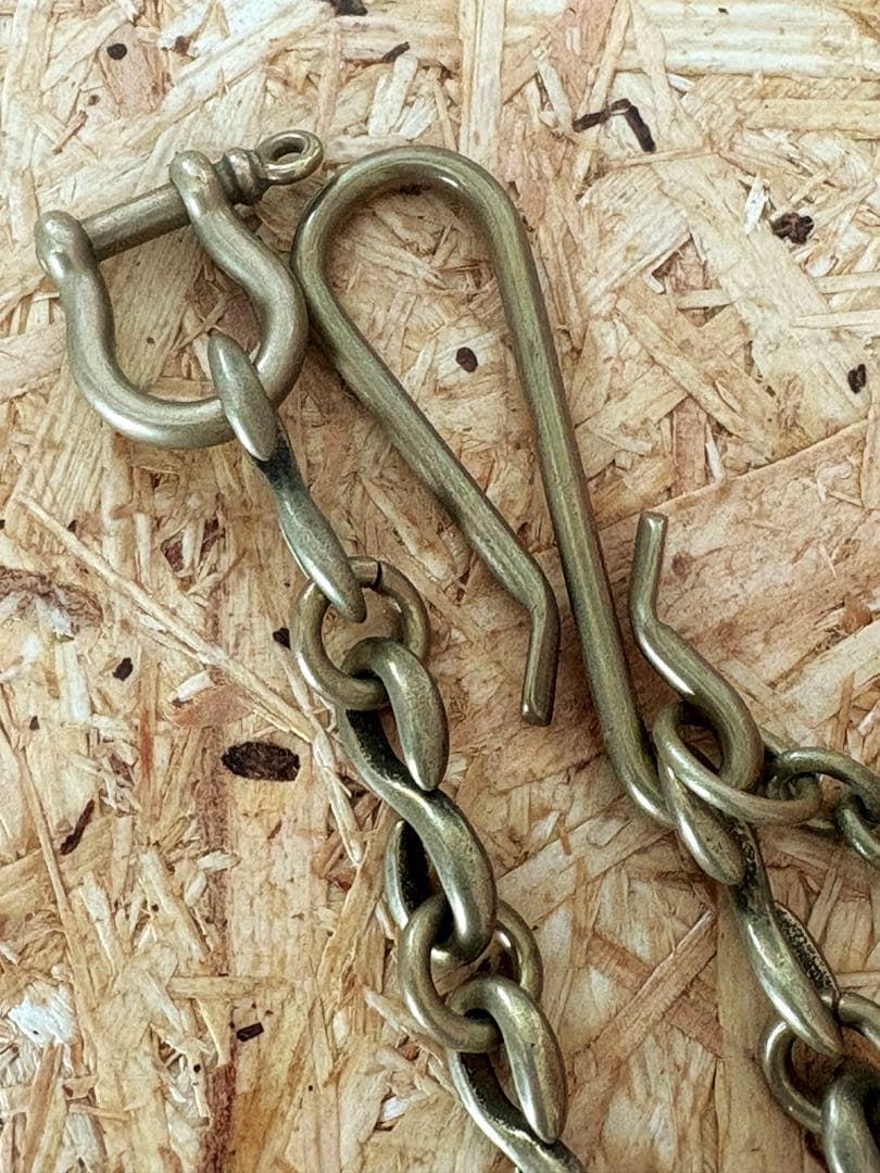 真鍮無垢　ウォレットチェーン　Sカン　金　brass 極