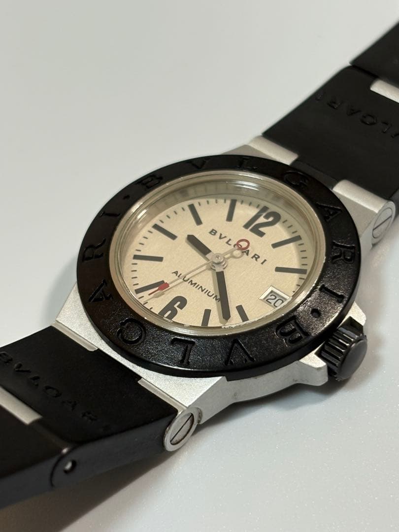 【美品】ブルガリ アルミニウムAL29A アルミラバー レディース腕時計