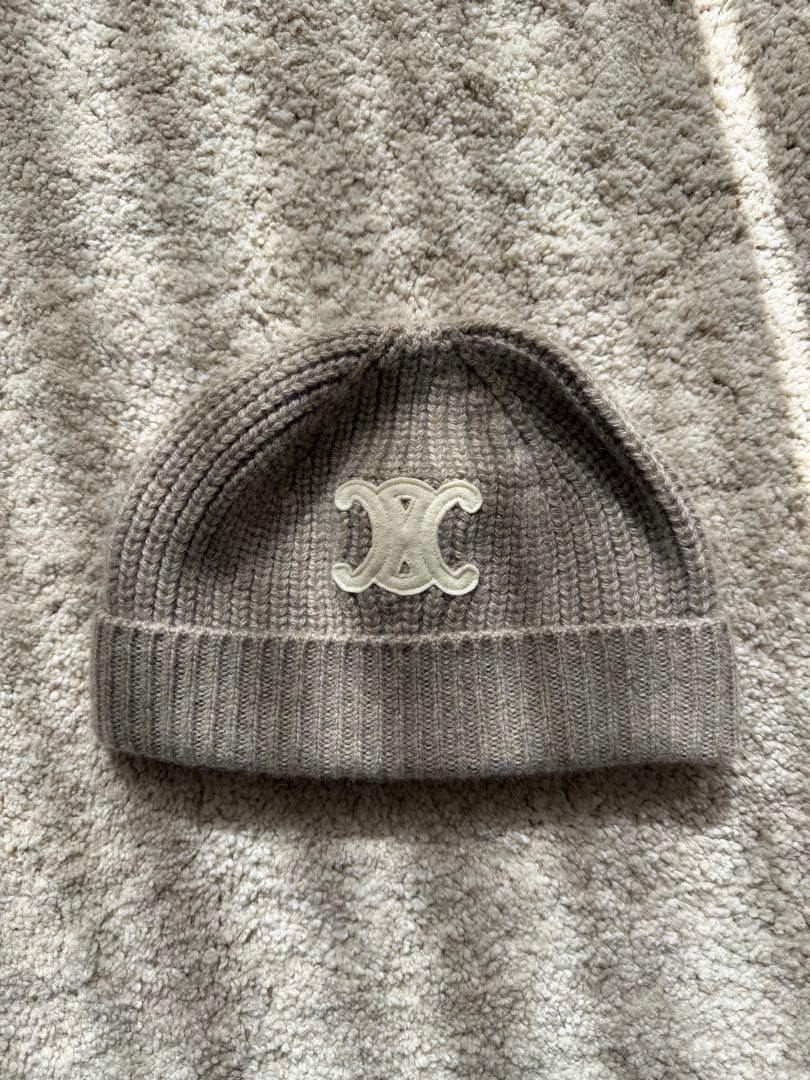 【美品】CELINE セリーヌ ニット帽 ビーニー ロゴ 正規品