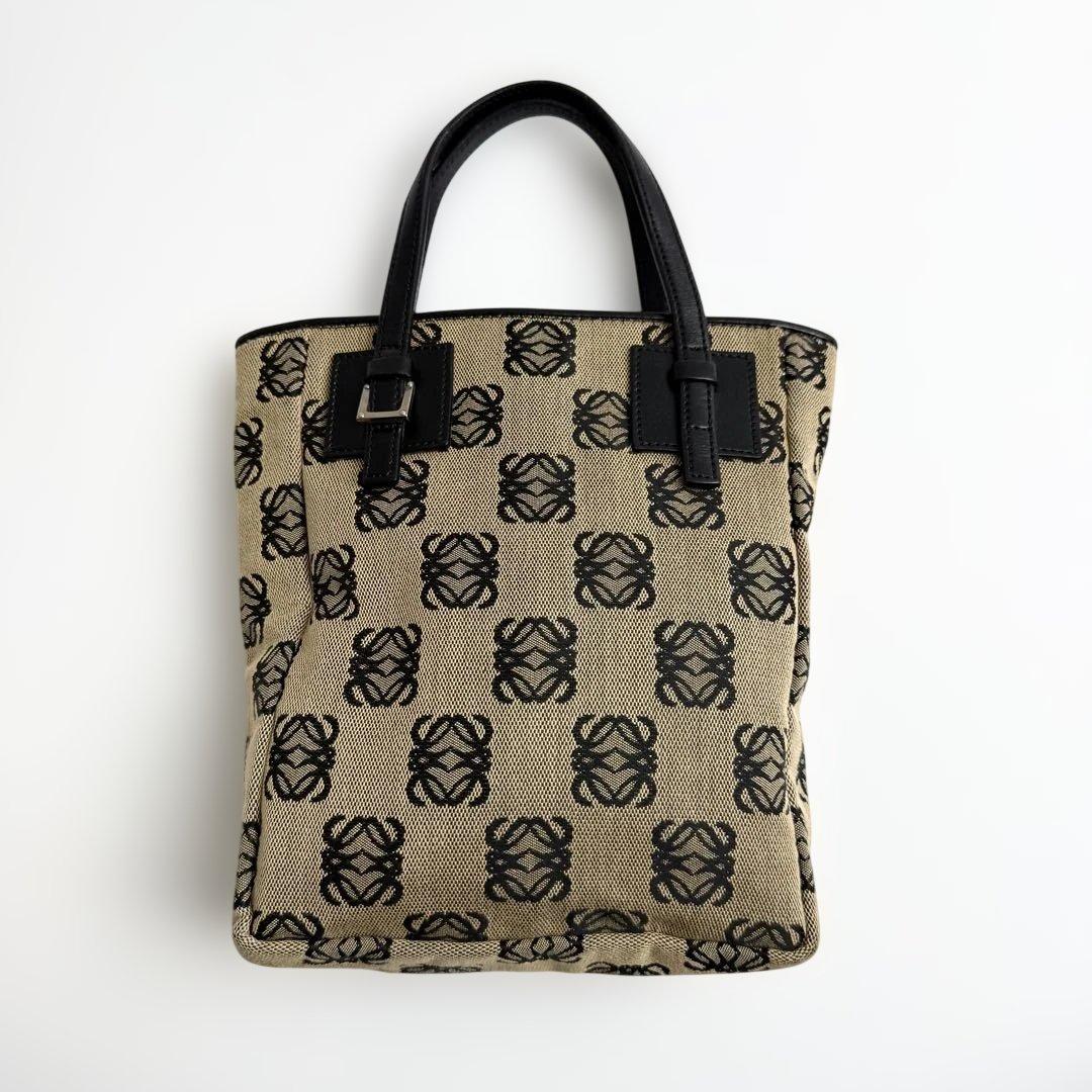 ロエベ 2387 リピート　アナグラム　ミニ　ハンドバッグ　レザー　キャンバス