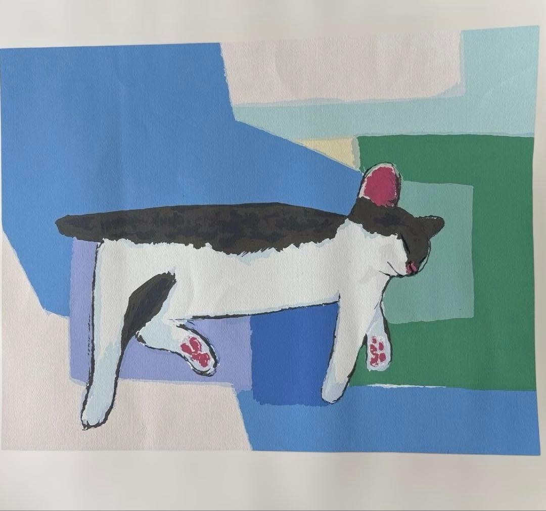 山城隆一　ネコの部屋　シルクスクリーン　24/150 サイン入り