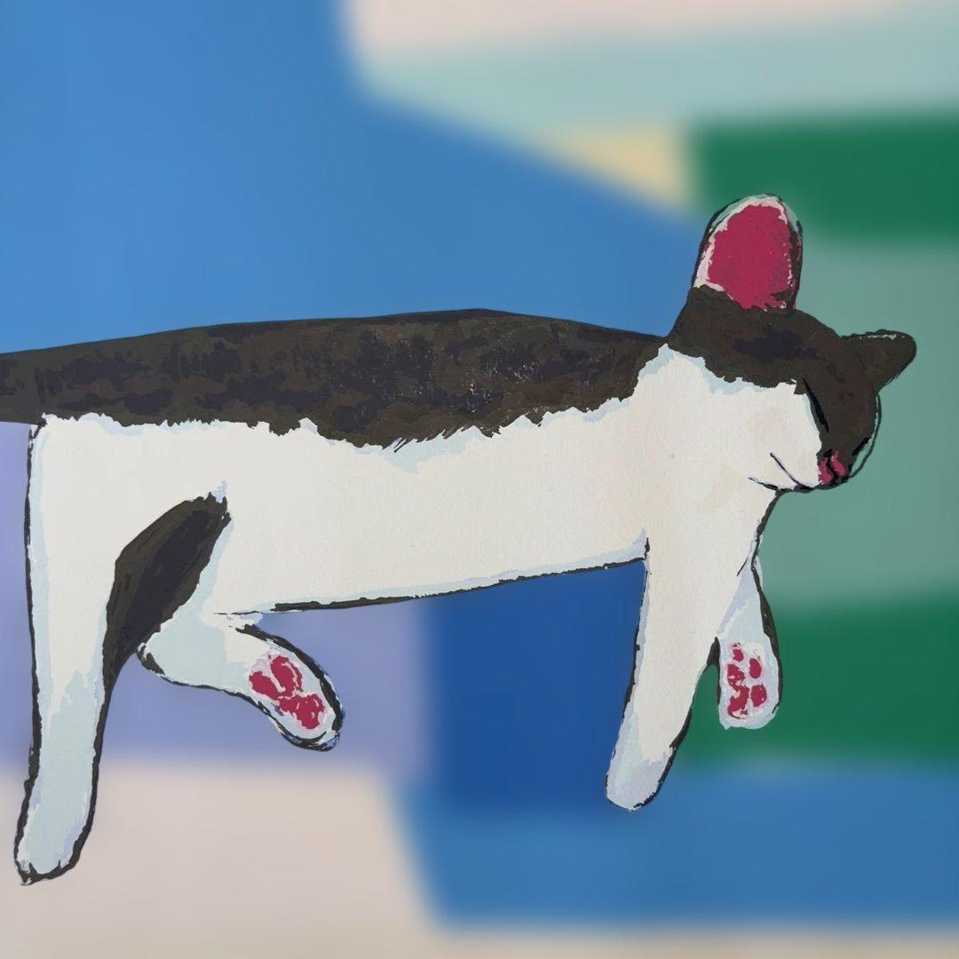 山城隆一　ネコの部屋　シルクスクリーン　24/150 サイン入り