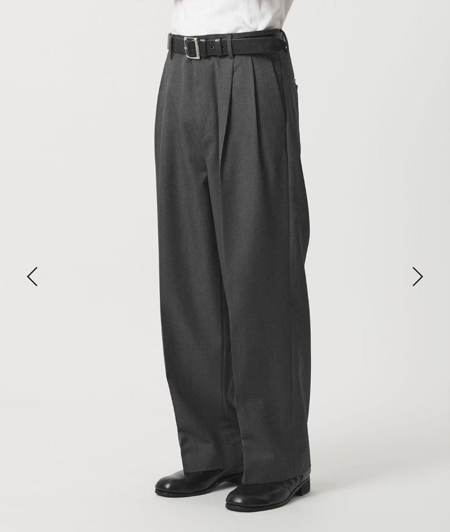 TWツイル 2P ワイド ストレート スラックス　ダークグレー　L