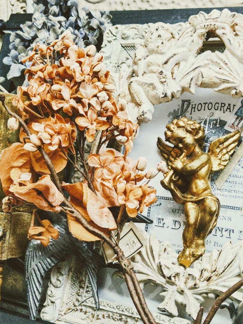 フランスアンティーク✨️大きな布花 ２点＋オマケ付き♡