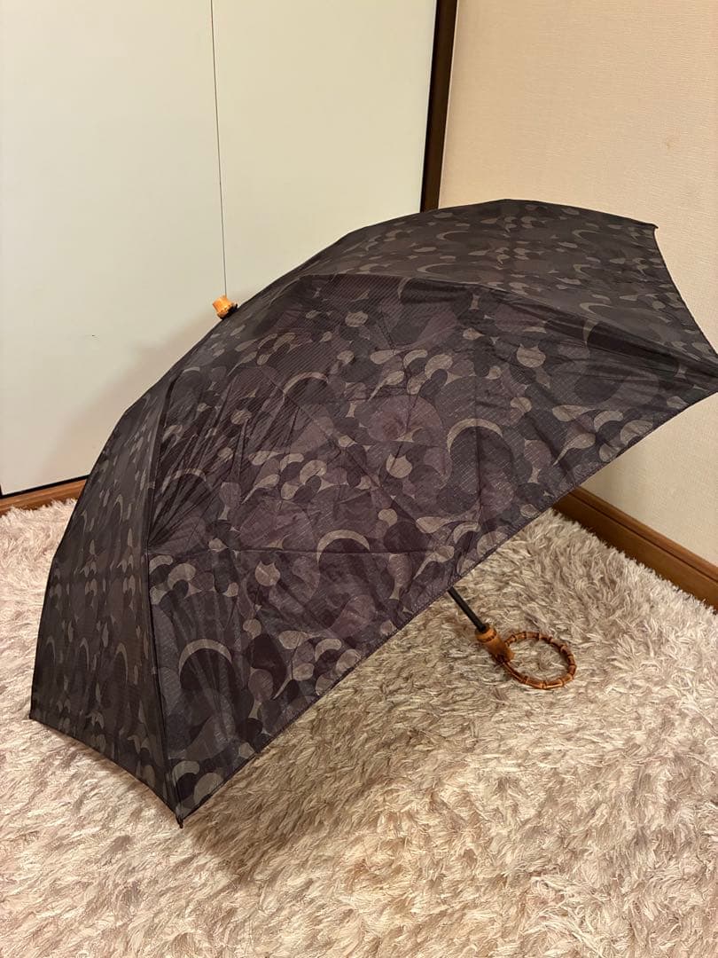 【値下げ】BonBonStore バンブーバングル折りたたみ傘ブラックフラワー