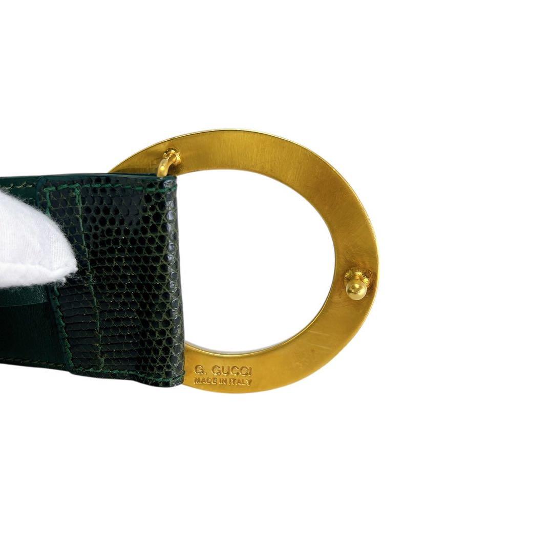 GUCCI グッチ グリーンレザー ベルト ゴールドバックル