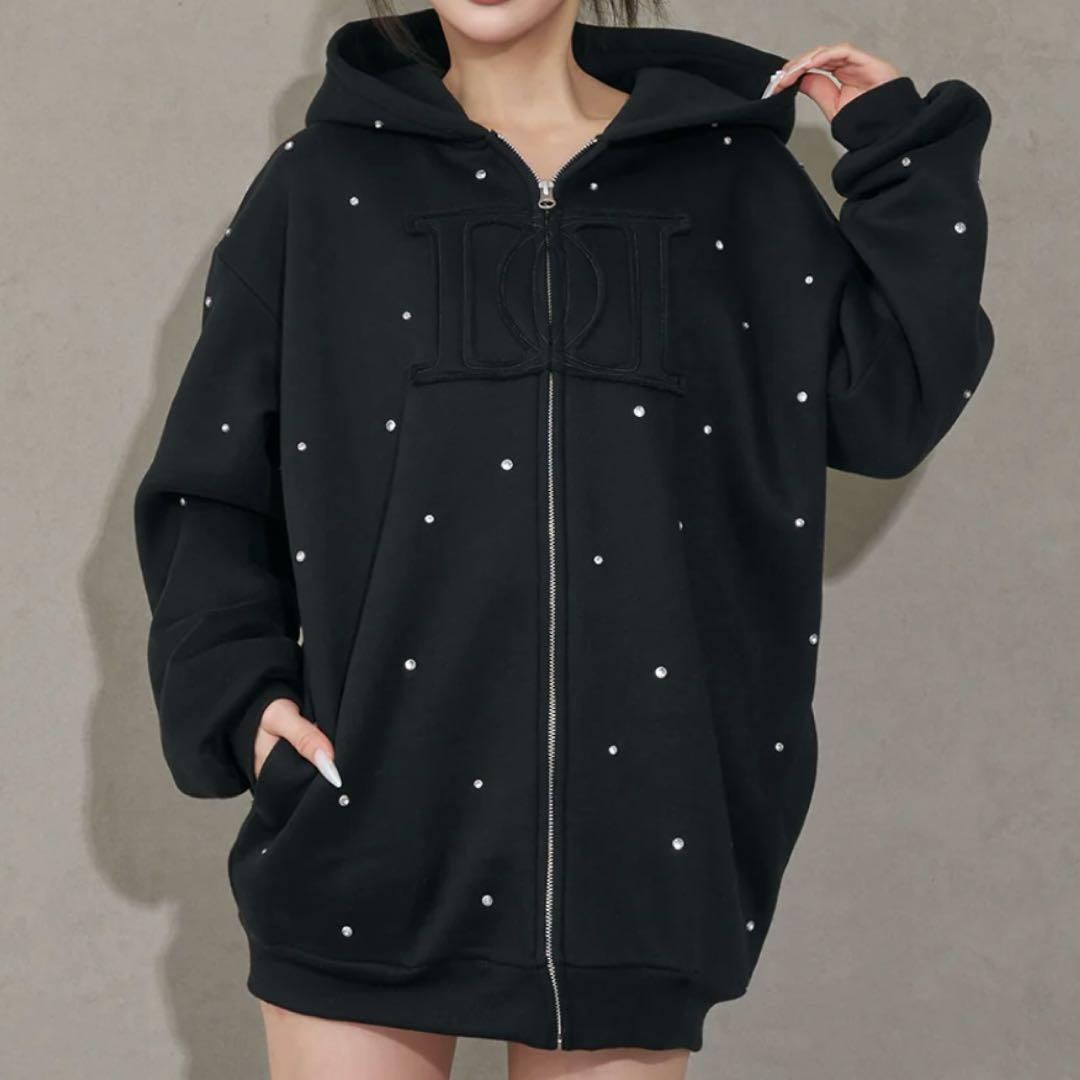 ダーリッチ ロゴビジュージップパーカー ブラック