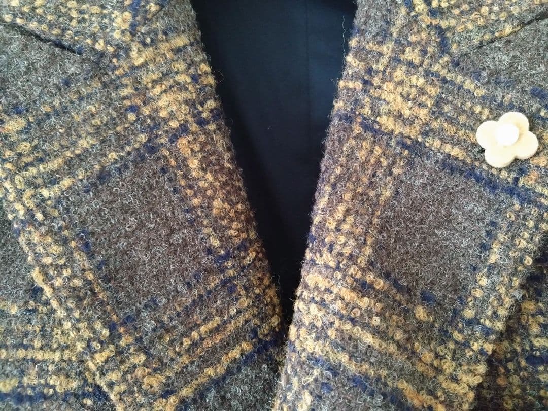 LARDINIチェック6BダブルJK＋ジレ イタリア製新品未使用ブートニエール付