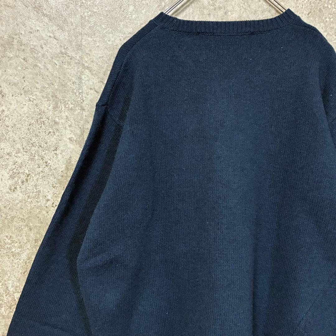 SATUR セター アシンメトリーニット セーター 刺繍ワンポイント ネイビー