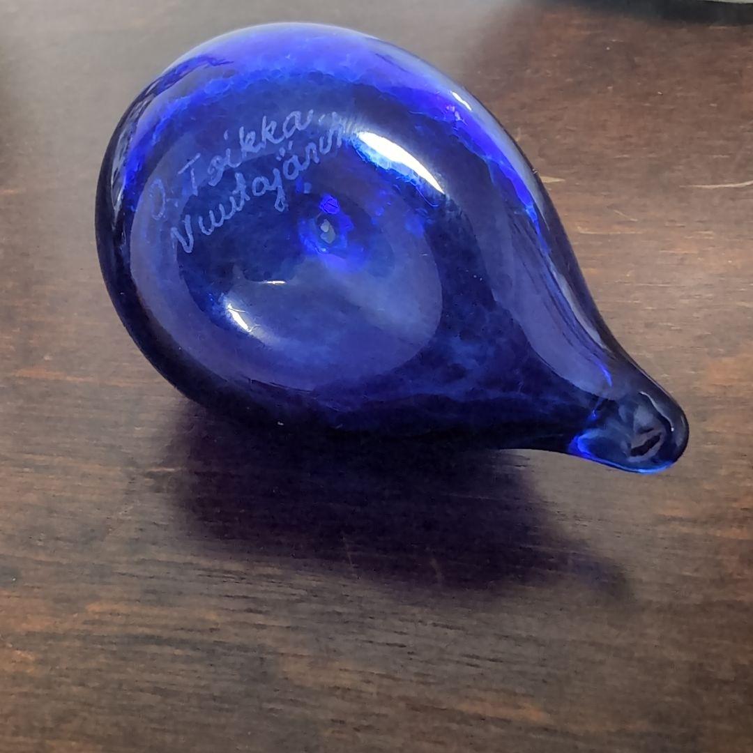 ヌータヤルヴィ　バード　ガラス工芸　置物　フィンランド　北欧ヴィンテージ　青　小