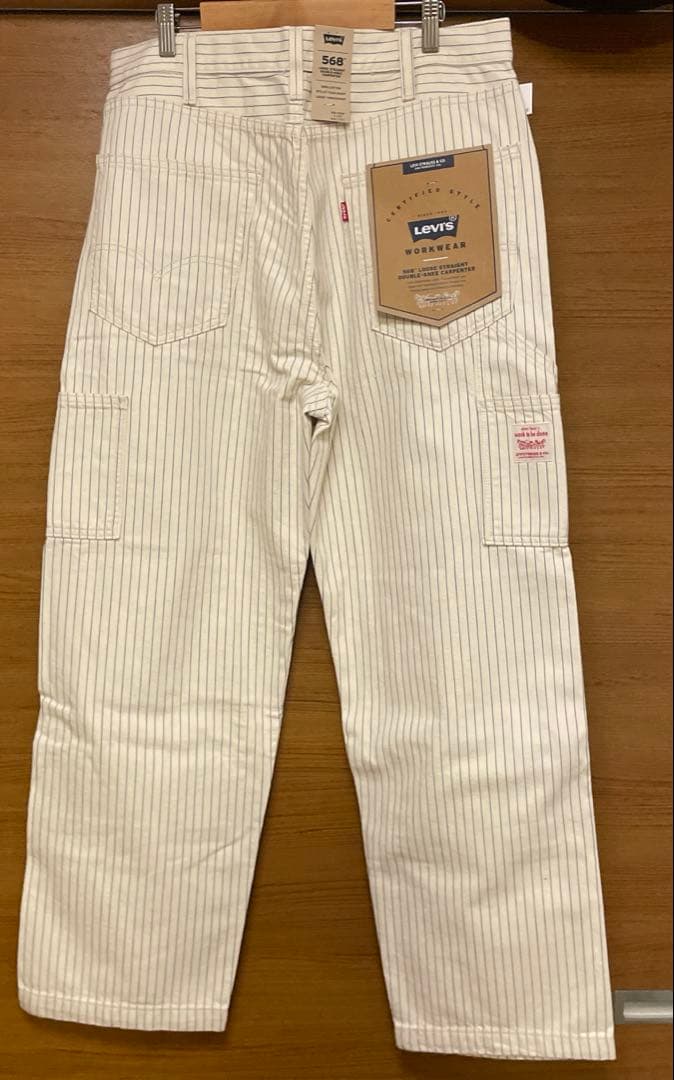 リーバイス 568 LOOSE ストレート ダブルニー ピンストライプW33 ①