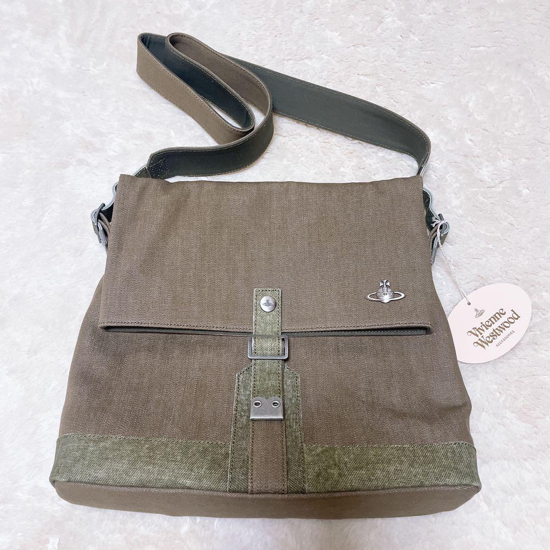 Vivienne Westwood デニム素材 本革 ショルダーバッグ A4