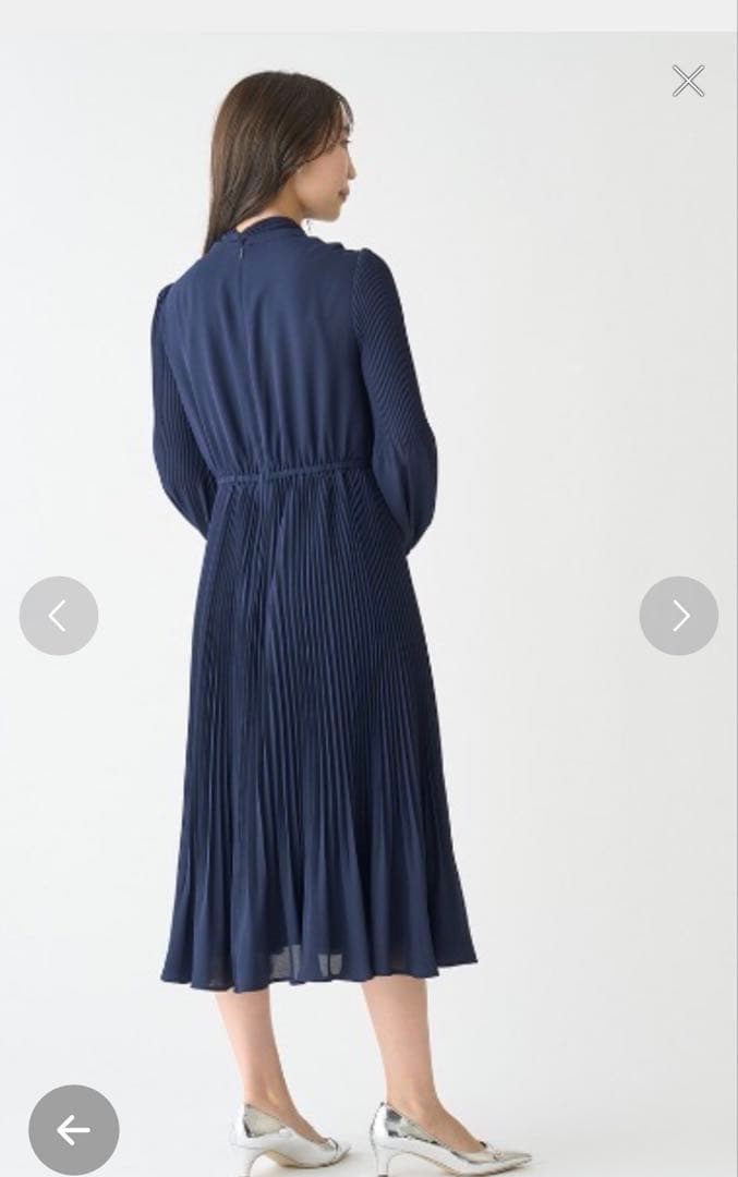 CELFORD ボウタイプリーツワンピース　紺　ネイビー　36 Sサイズ