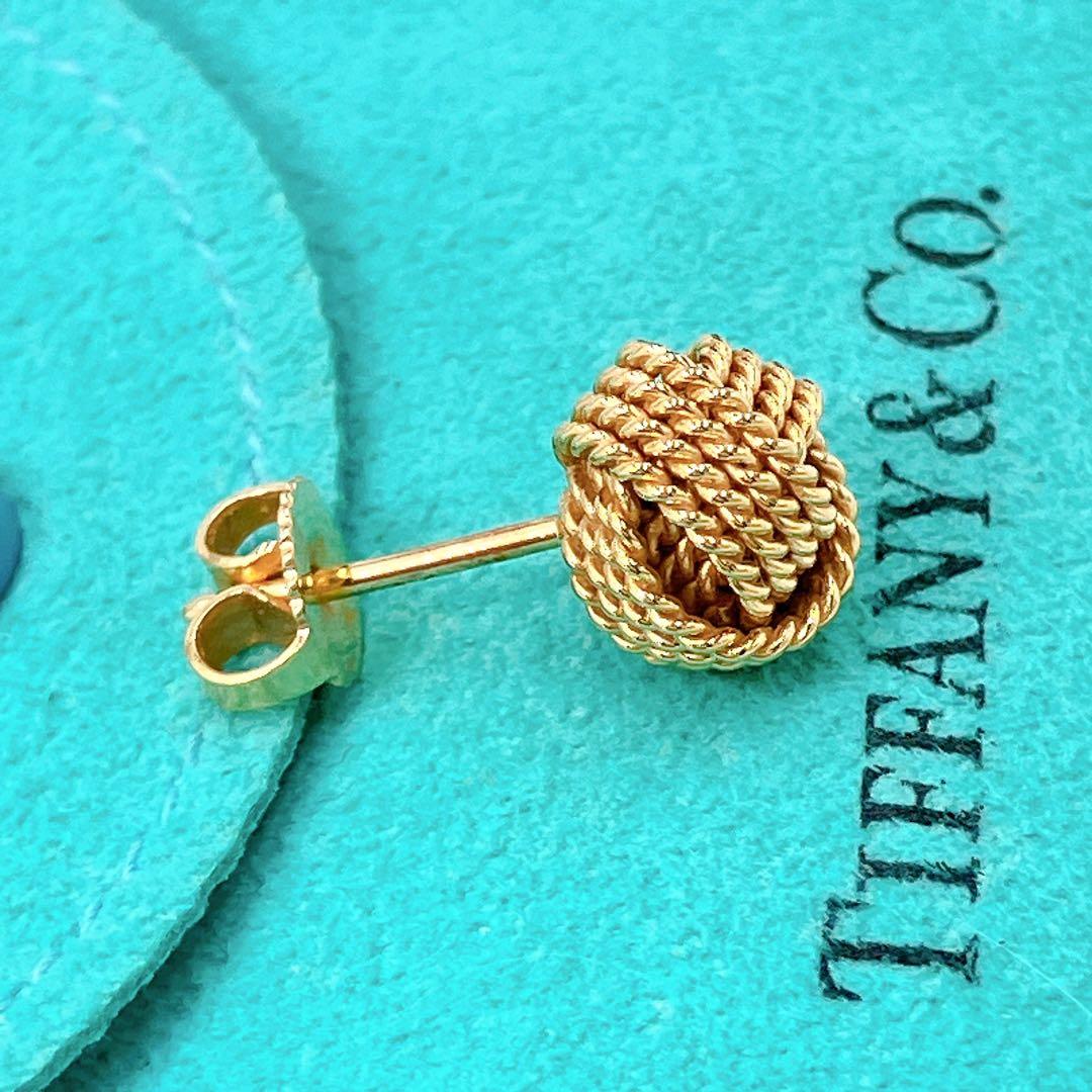 極美品 ティファニー サマセット ボール ノット 片耳 ピアス ゴールド k18