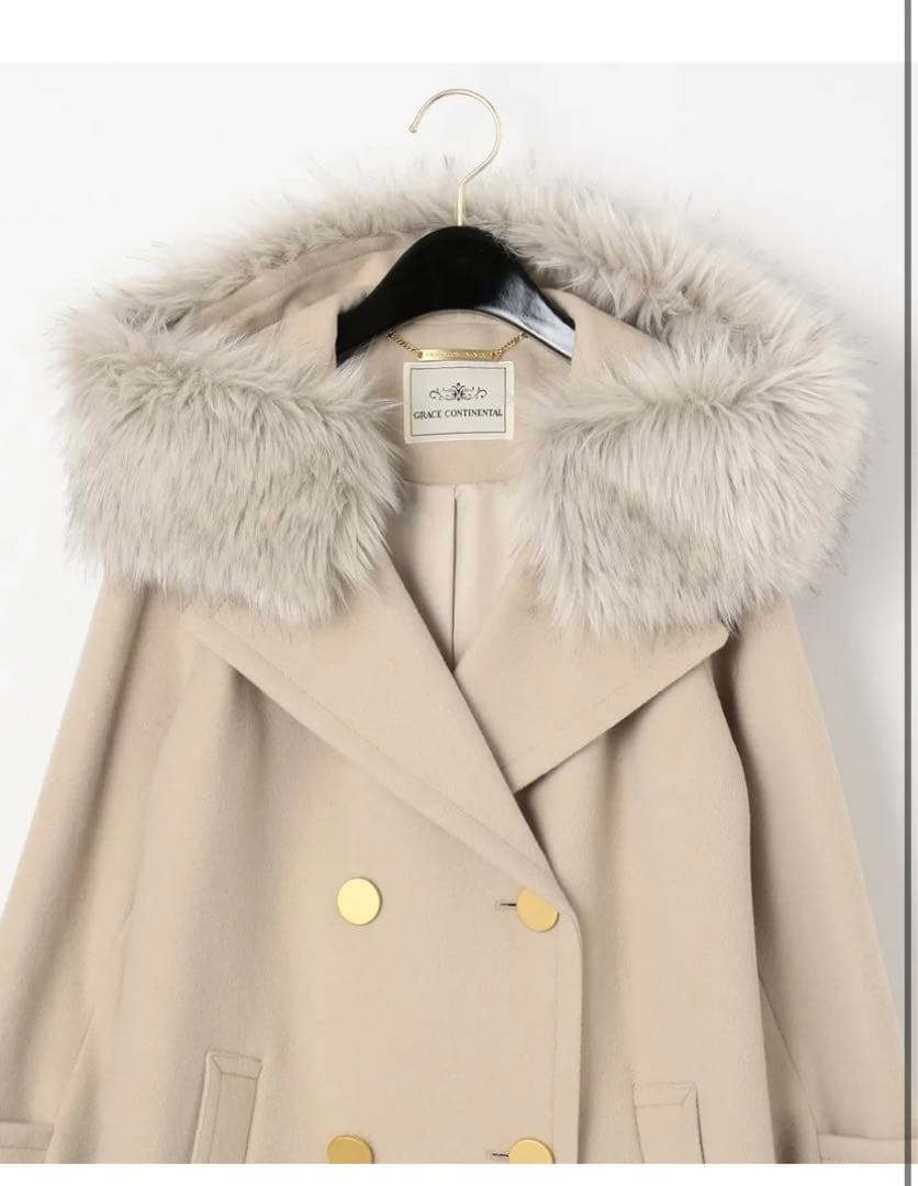 クリーニング済グレースコンチネンタル　ファー付コート