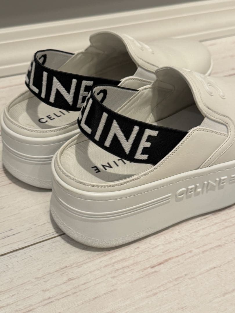 CELINE セリーヌ　ブロックウェッジミュール　ホワイト37 超美品