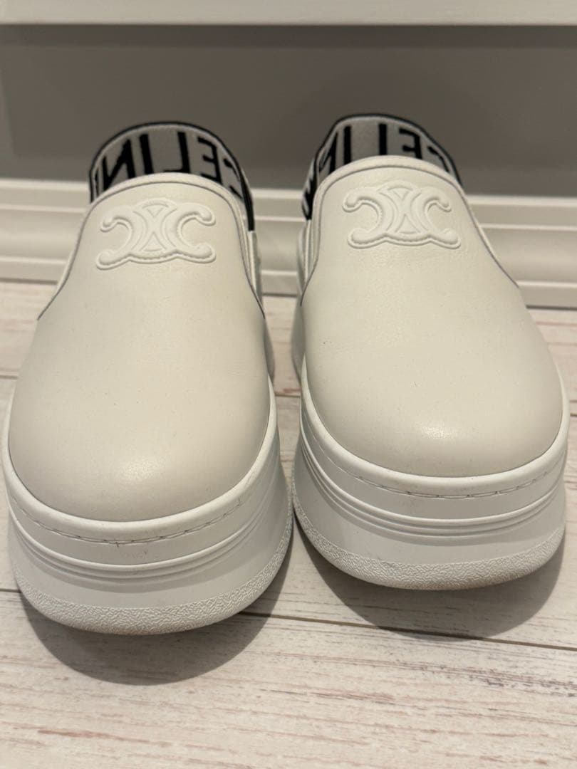 CELINE セリーヌ　ブロックウェッジミュール　ホワイト37 超美品