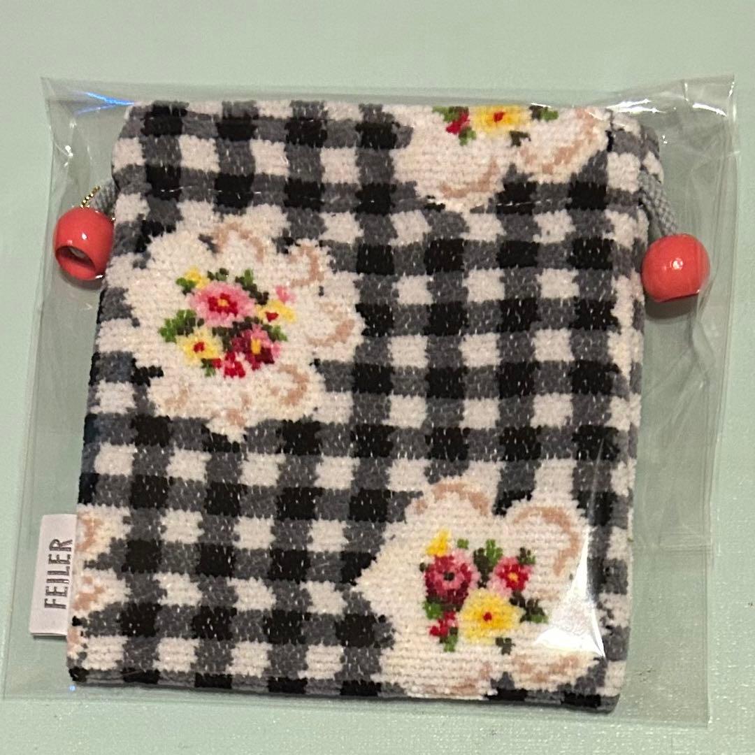 FEILER ヴィシーチェック　ハンカチ　ミニ巾着　セット