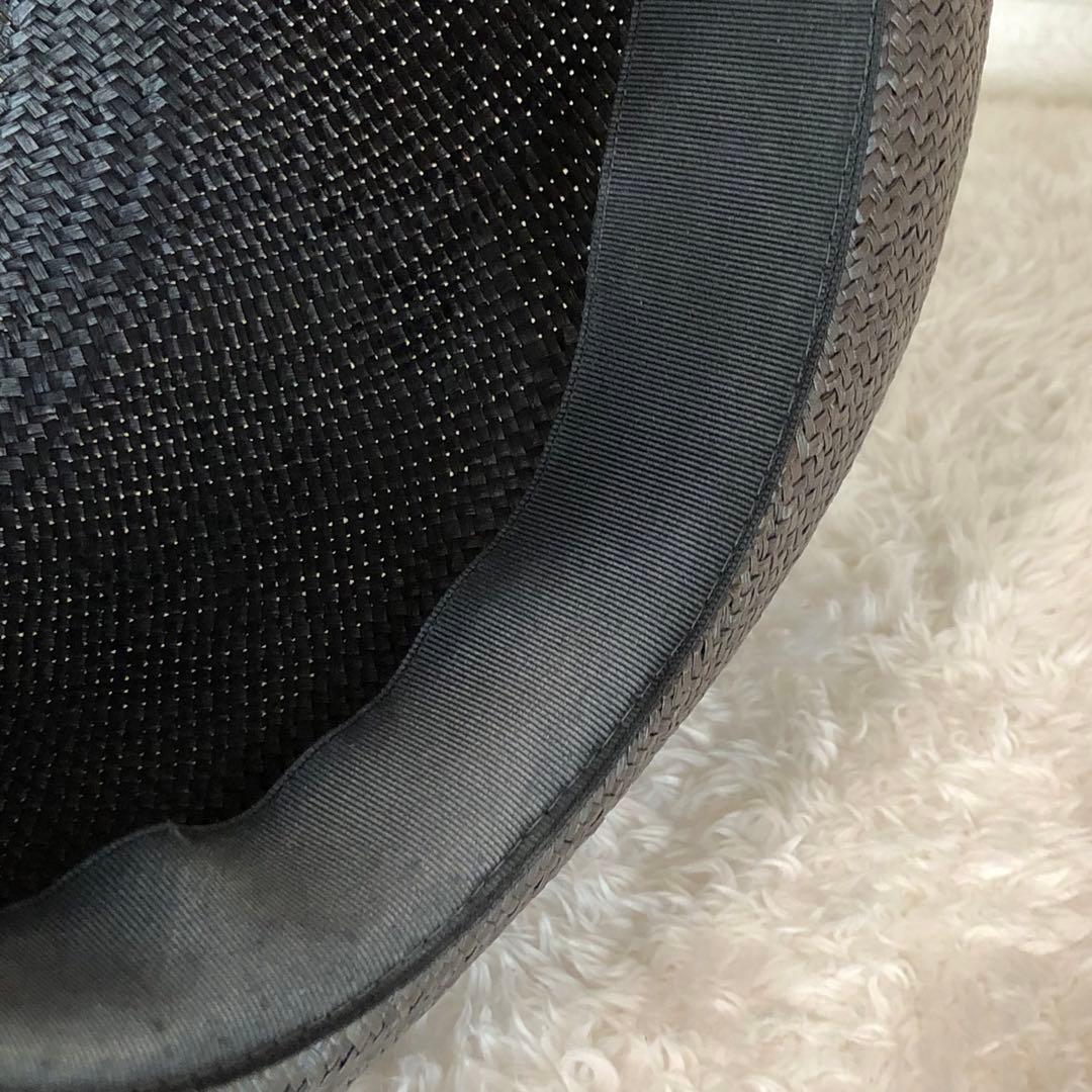 Borsalino ボルサリーノ パナマハット 麦わら帽子 ブラック 天然草