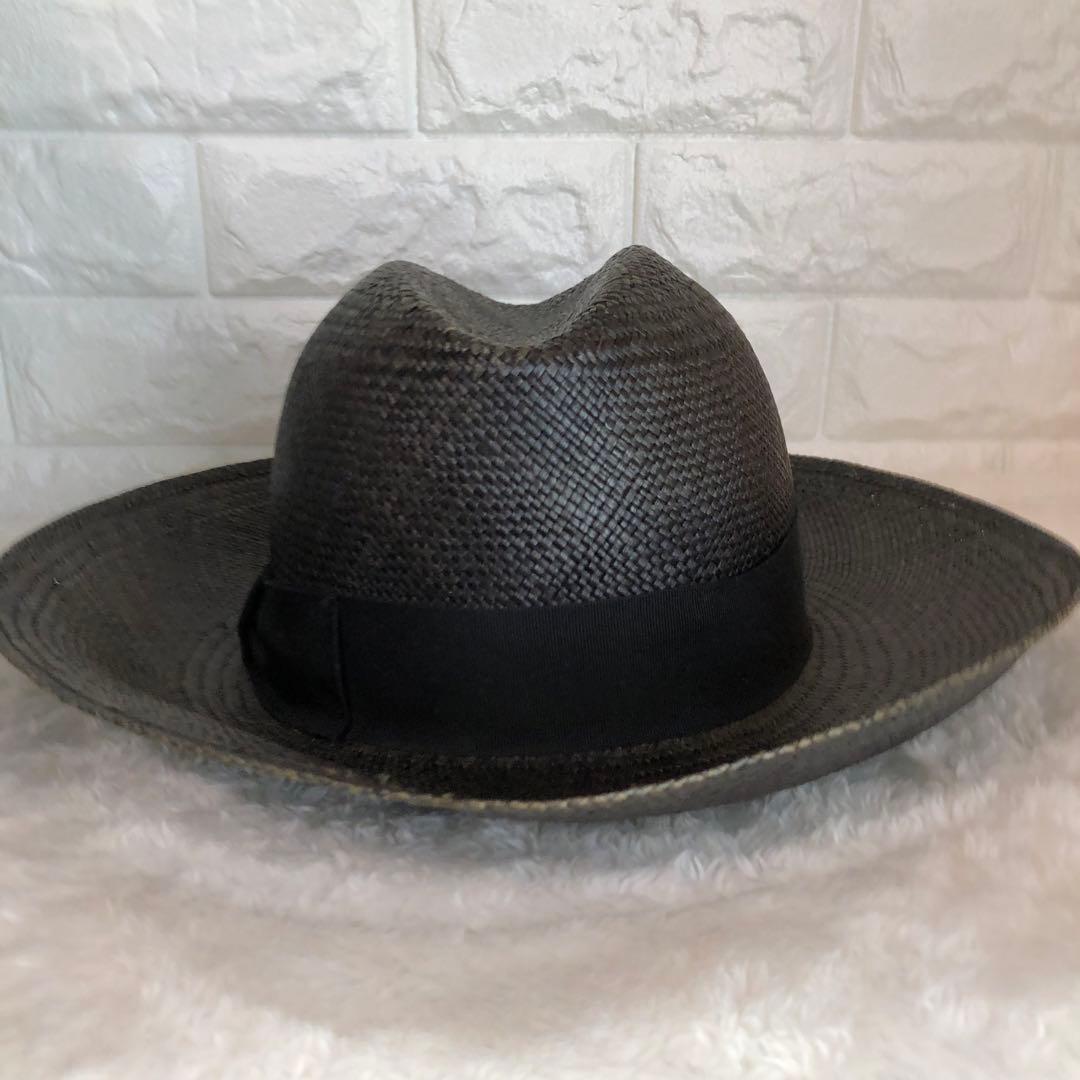Borsalino ボルサリーノ パナマハット 麦わら帽子 ブラック 天然草
