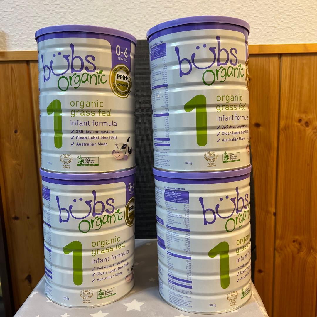 Bubsオーガニック粉ミルク(ステップ1)0〜6ヶ月用 800g 4個