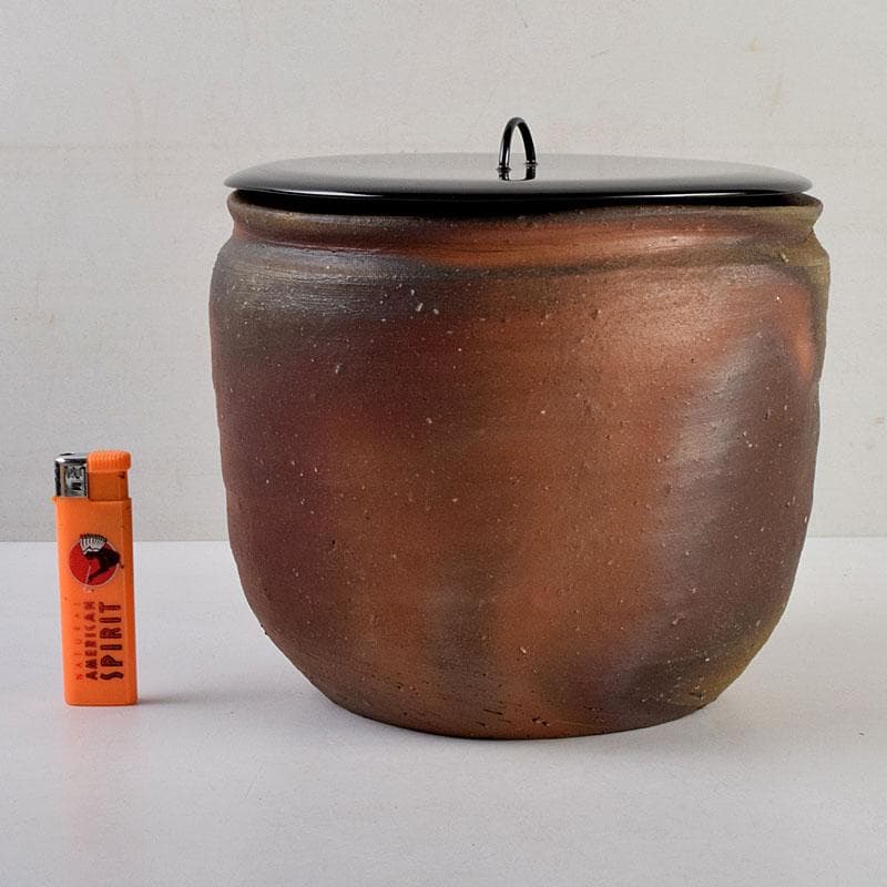 茶道具　備前焼　小山末廣作　一重口水指　共布共箱　C　9163D