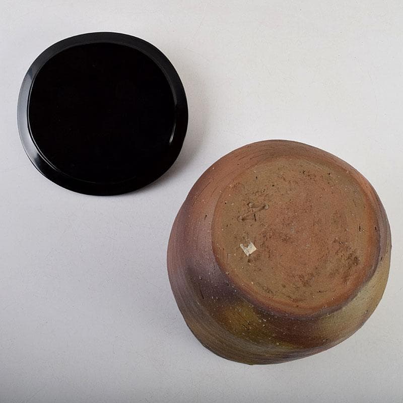 茶道具　備前焼　小山末廣作　一重口水指　共布共箱　C　9163D