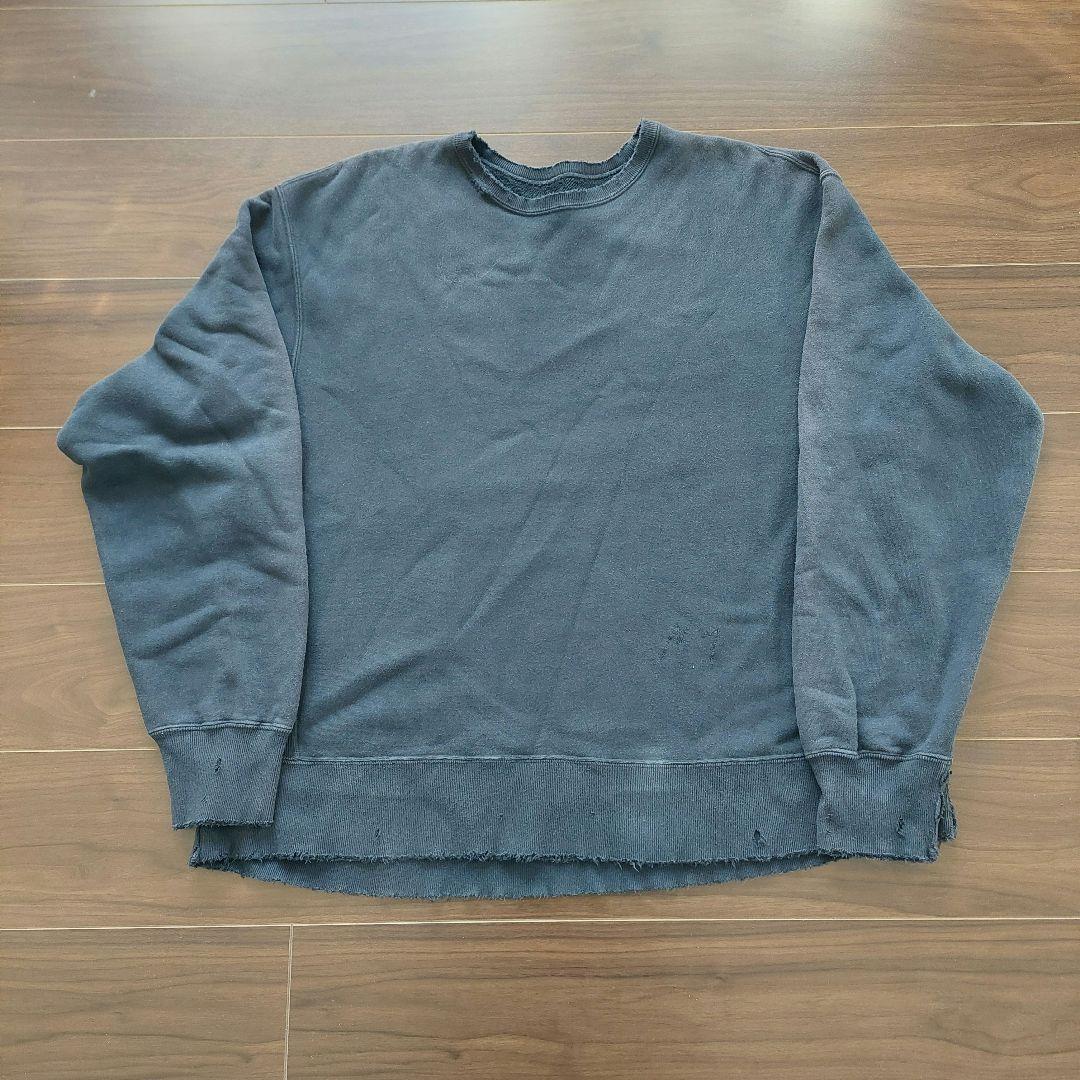 ANCELLM DYED DAMEGE SWEAT SHIRT ネイビー 別注