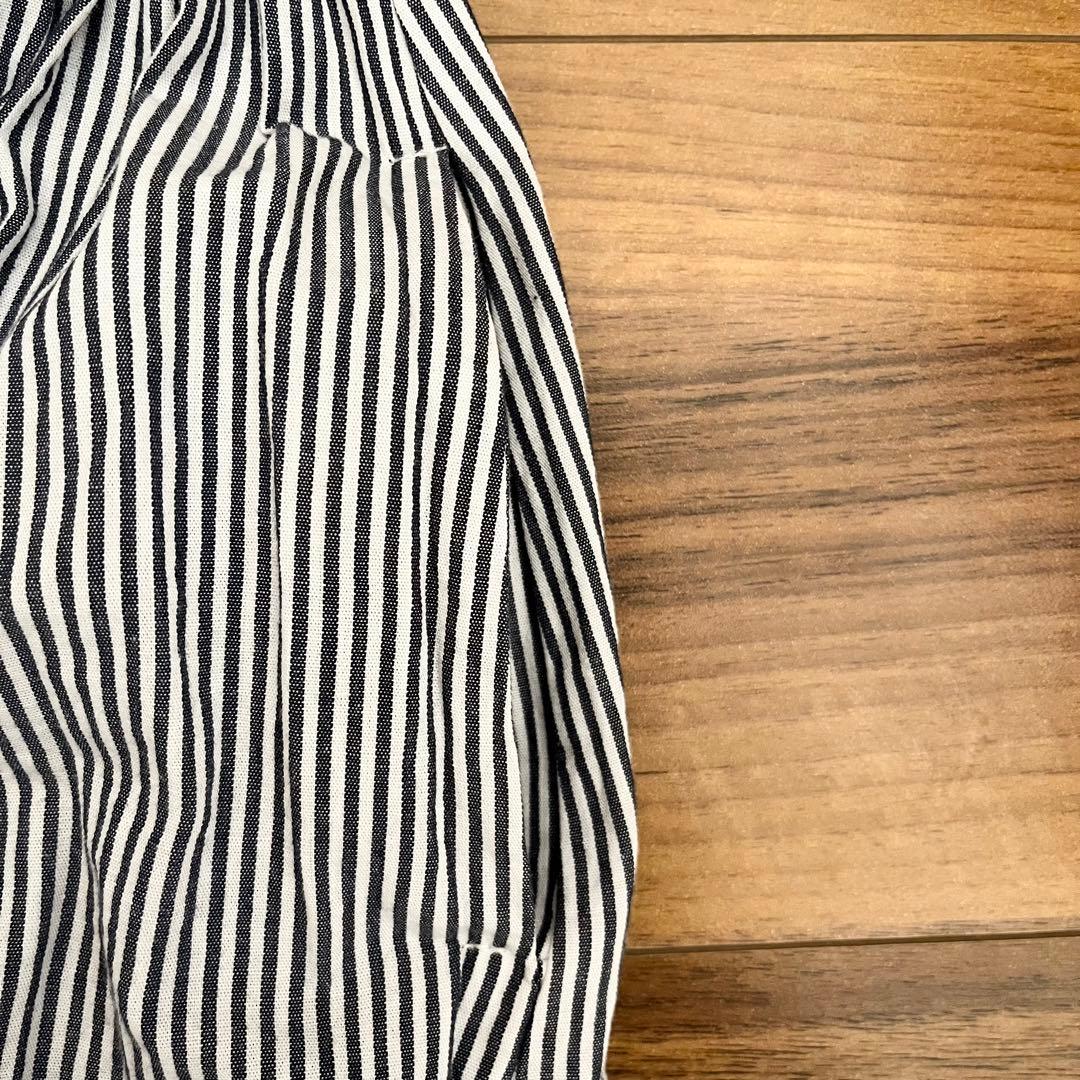 定価2.2万 ビアズリー 先染めギャザーワンピース ストライプ ネイビー 定番