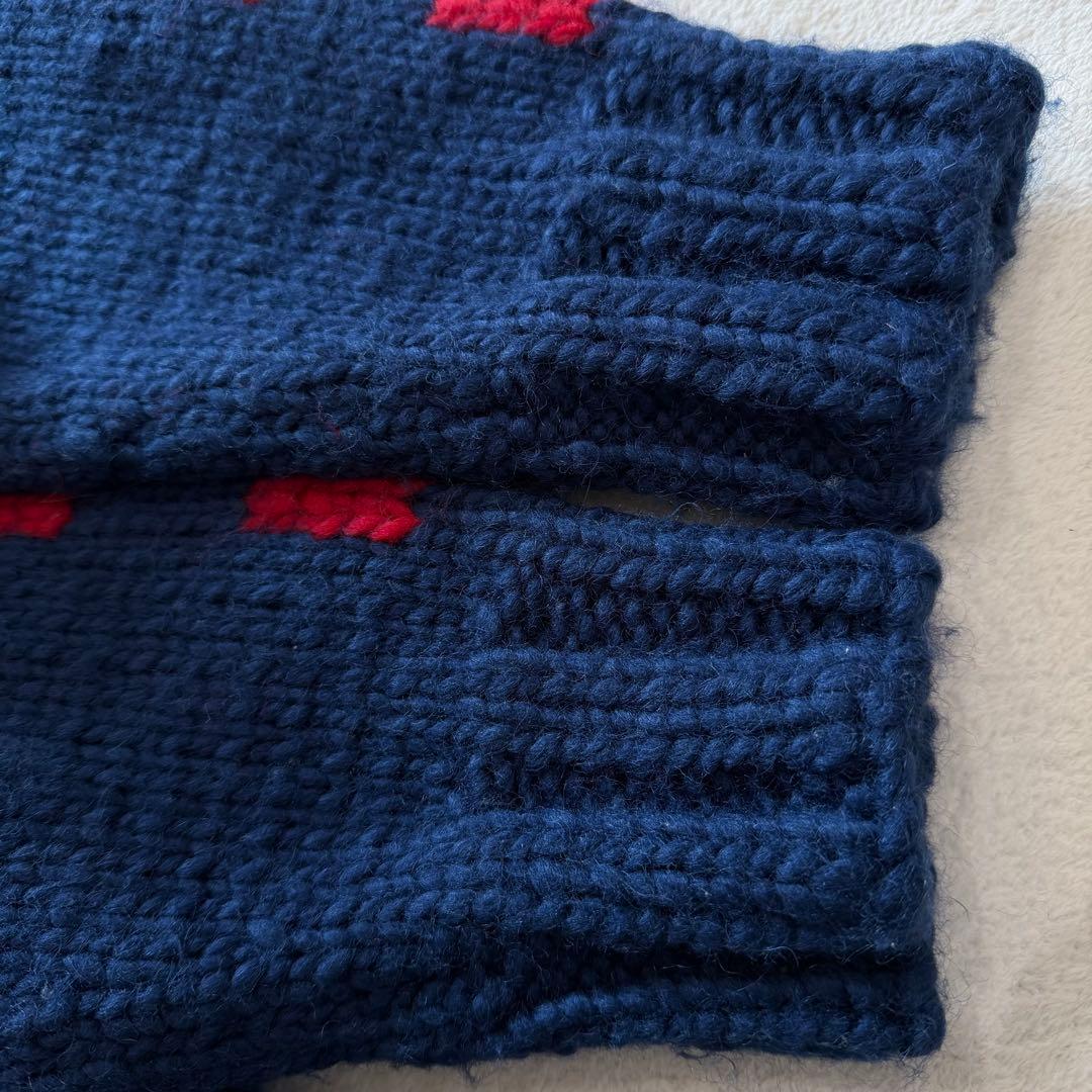 ヒステリックグラマー　カウチンニット　ニットジャケット　ブルー　ジップアップ