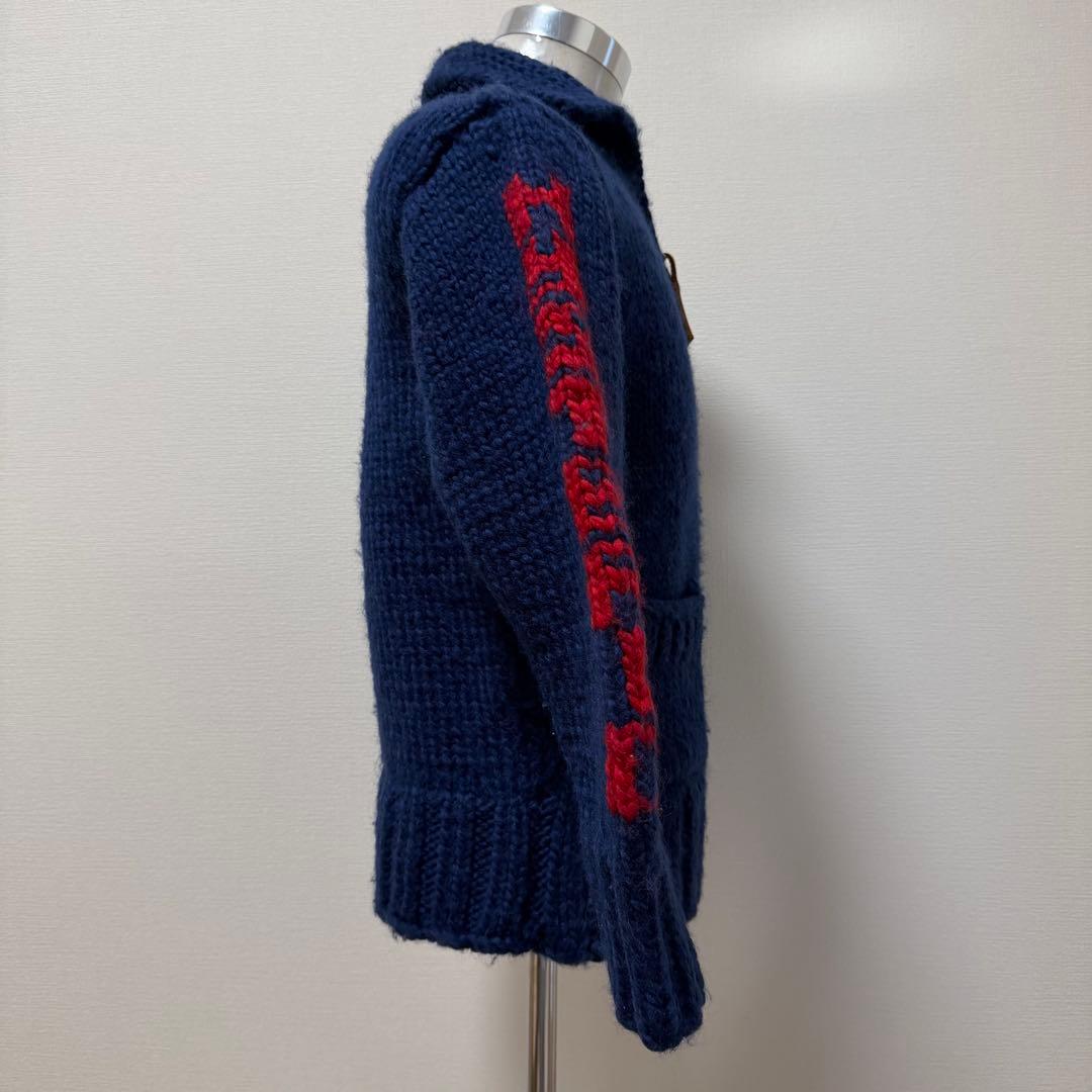 ヒステリックグラマー　カウチンニット　ニットジャケット　ブルー　ジップアップ