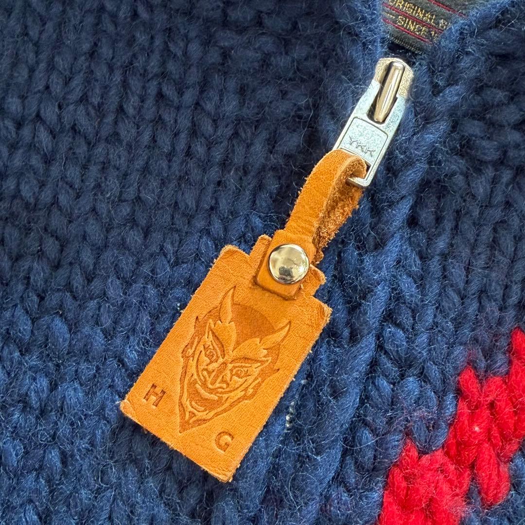 ヒステリックグラマー　カウチンニット　ニットジャケット　ブルー　ジップアップ